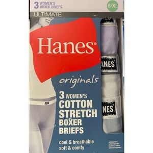 Hanes Originals Ultimate Womens Cotton Stretch Thongs 3 Pack Size 9/2XL …